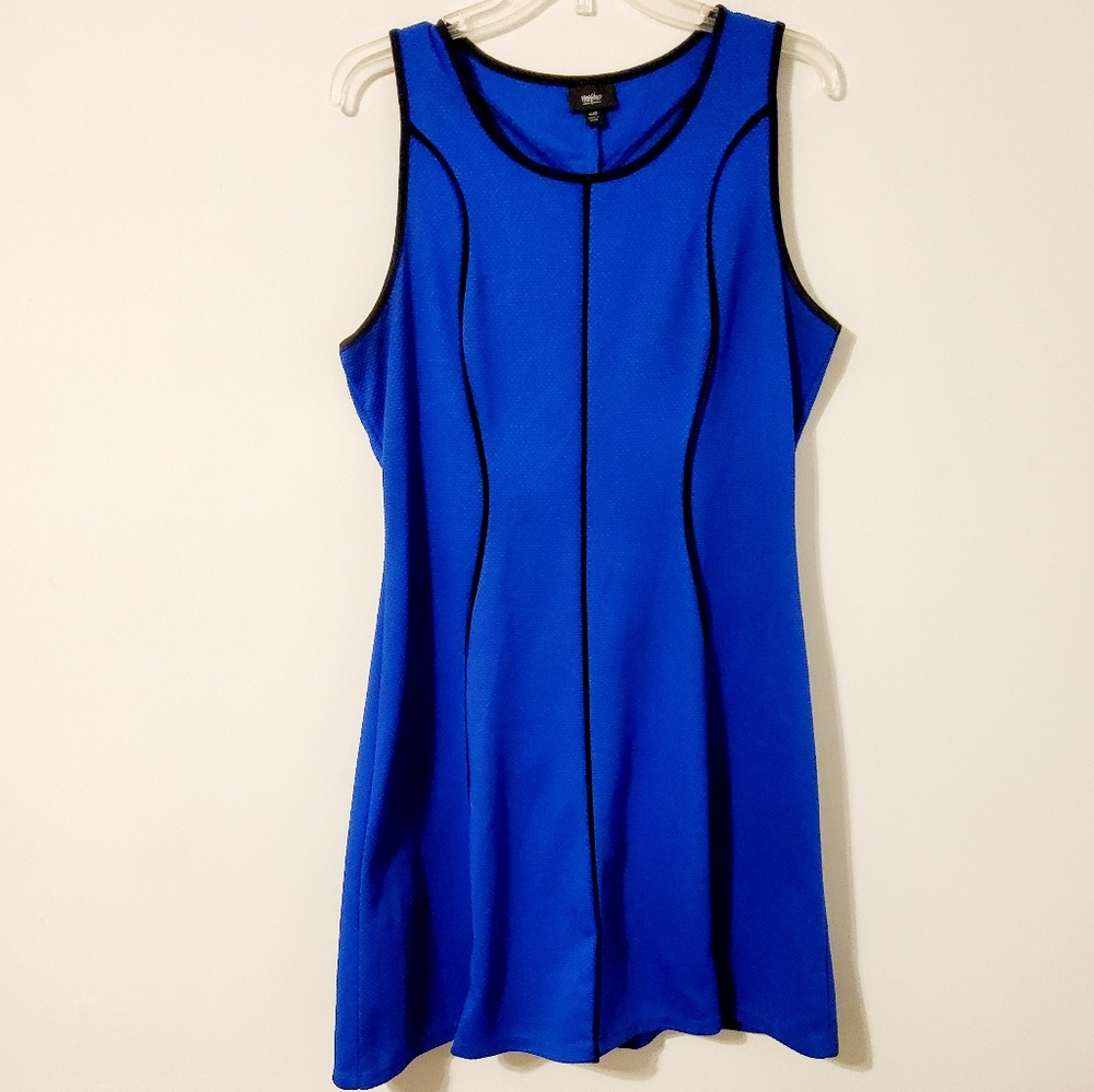 Wassio Stretch Blue Sleeveless Flare Dress Roundneck Size XL/TG